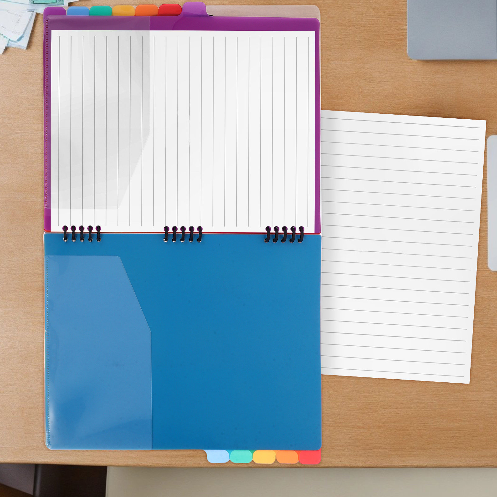 Tab Divider A4 - A4ドキュメントオーガナイザーファイルバインダー（カラーディバイダー、インデックスタブ付き）フォルダーオーガナイザープレゼンテーションバインダーセパレーター