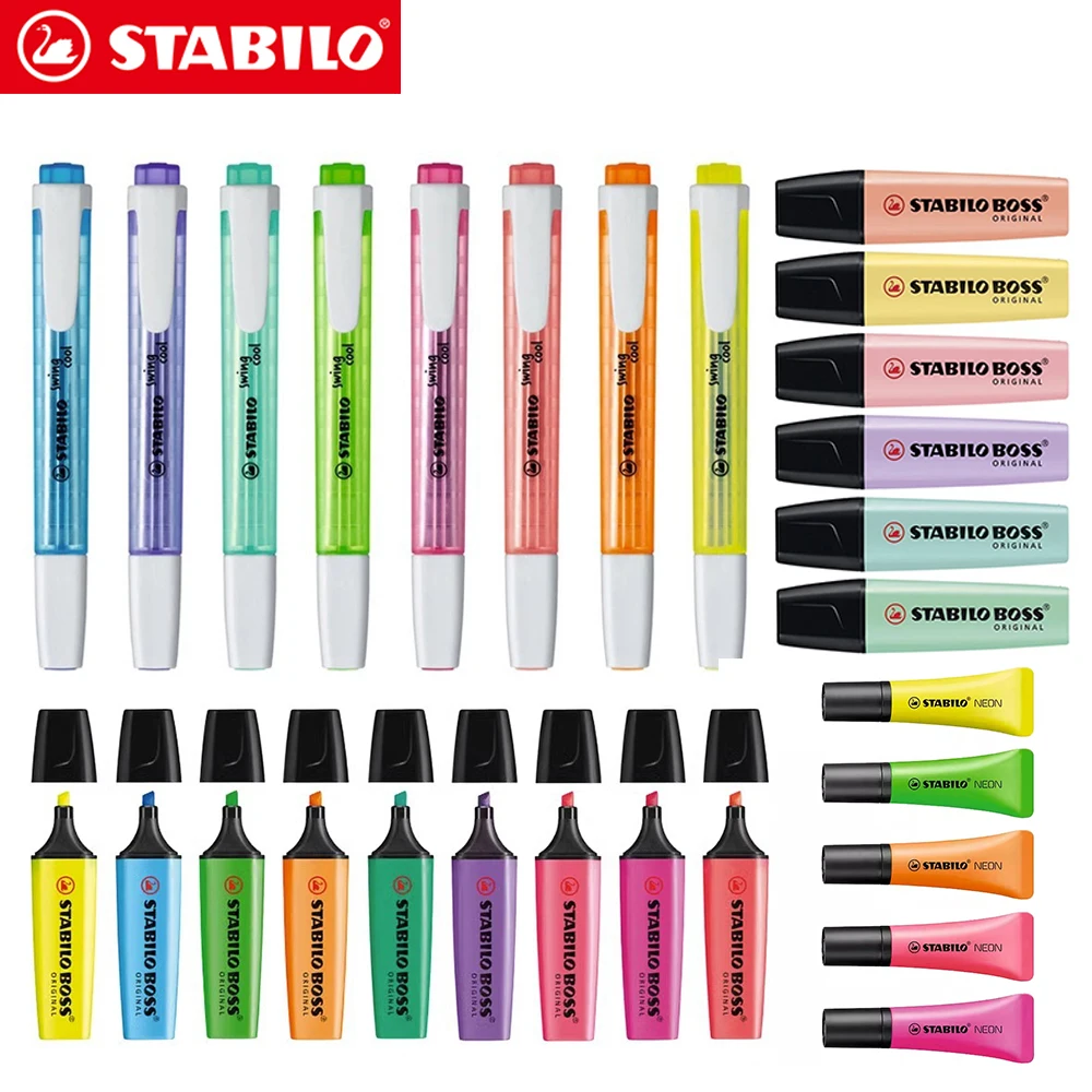 Stabilo Marker Swing Cool - 文房具学校および事務用品セット、パステル蛍光ペンマーカー、マカロンカラー、マーキング用大容量、カワイイ、ボス70、275