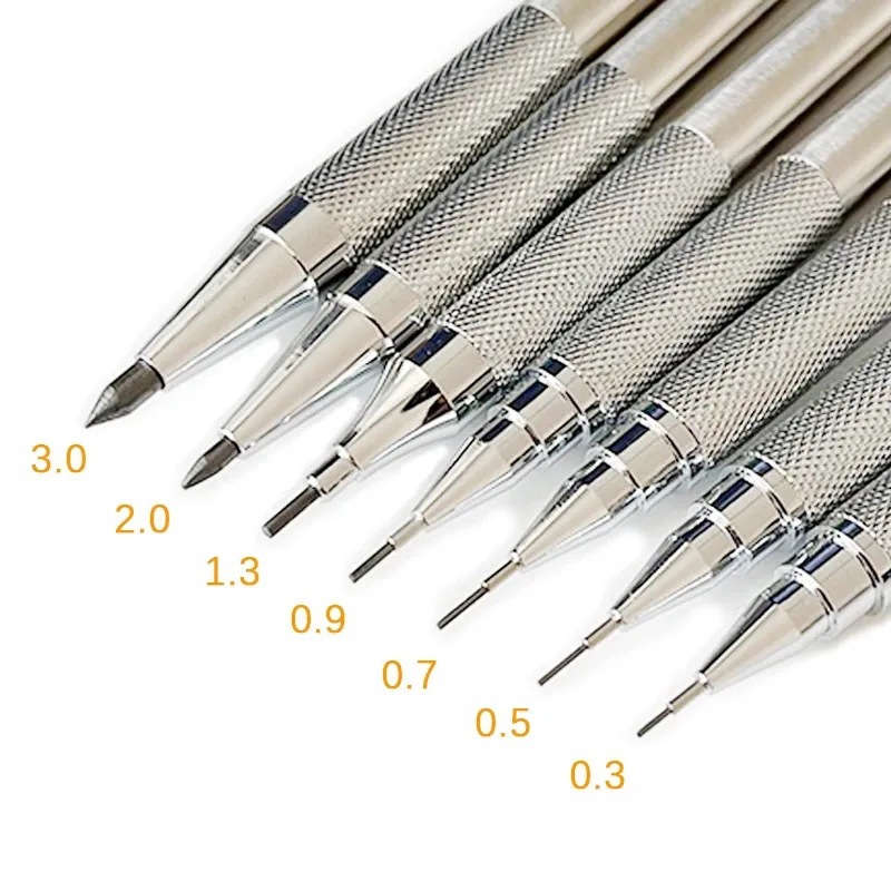 フルメタルの機械式鉛筆セット,自動製図および絵画,ワイヤー付 - Mechanical Pencil 0.3 のレビューと価格